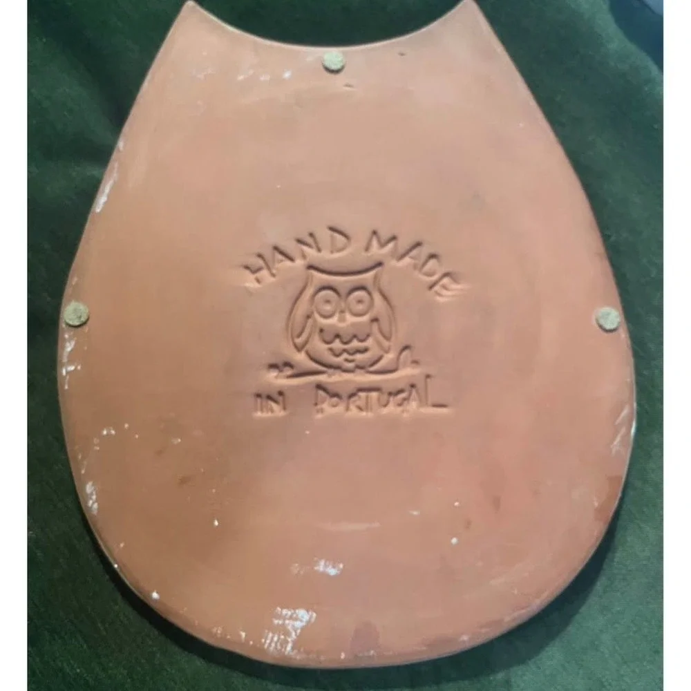 Anthropologie Lg Owl‎ Portugal Pottery trivet Charcuterie platter decor Rare!